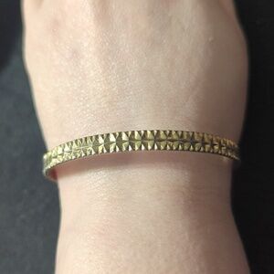 Gold Tone Textured Bangle Statement Bracelet